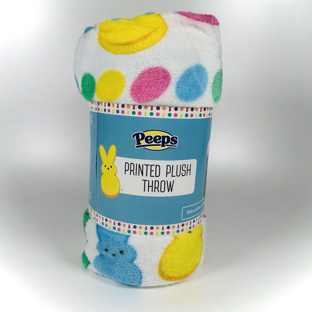 Easter Peeps 50x60 50" X 60" Printed Plush Throw Blanket Peep Stack Pattern